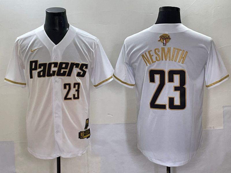 Men 2025 Indiana Pacers #23 Nesmith White Joint Name NBA Jersey style 21